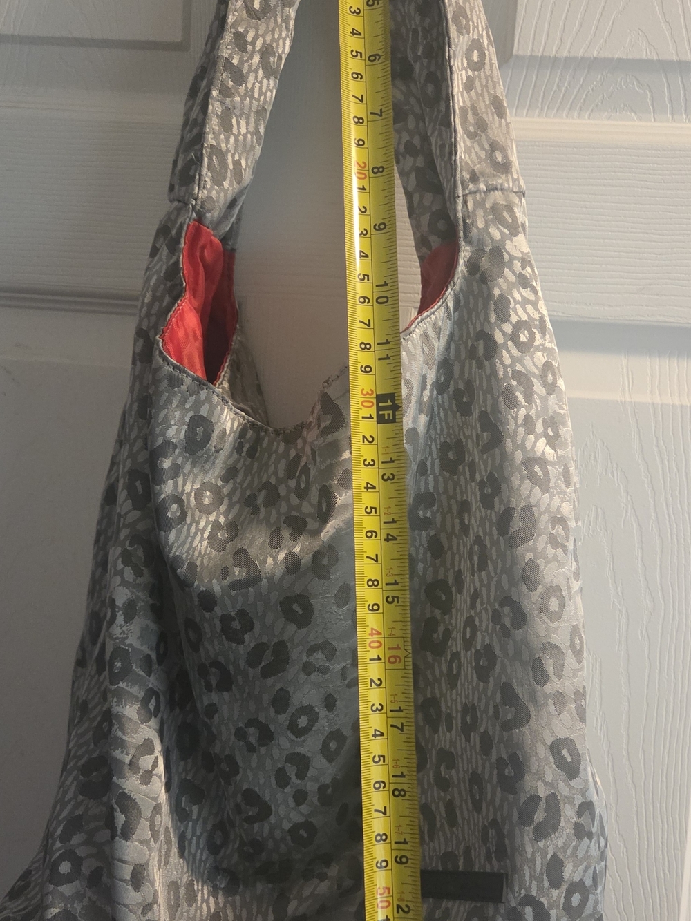 6Tahari Gray Leopard-Print Shoulder Bag with Red Interior Tahari Brand